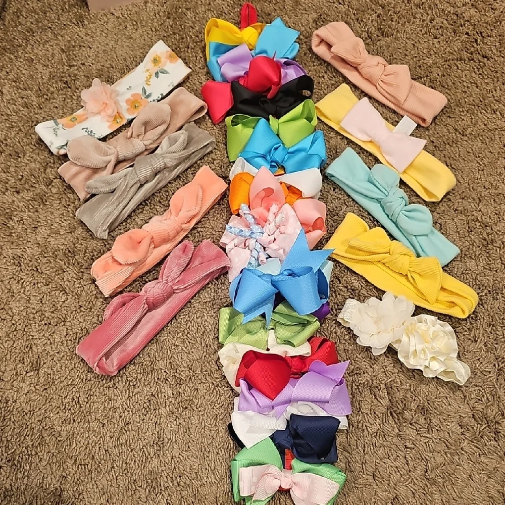 Colorful Kids Bow Headband Set